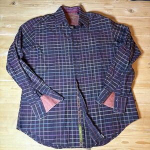 Robert Graham Shirt Mens L Multicolor Geometric Long Sleeve Flip Cuff Paisley